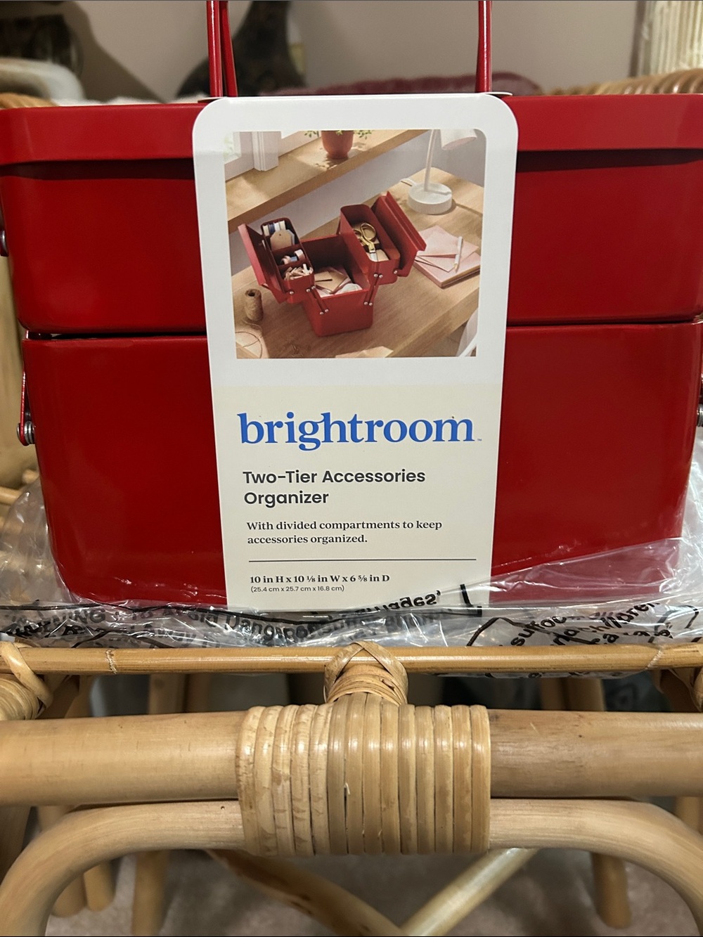 Brightroom Red Two-Tier Accessories Organizer - Metal Storage Caddy